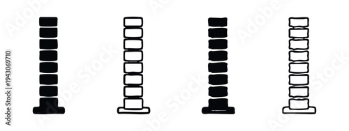 Minimalist Table and Bench Icons, Solid and Outline Styles on White