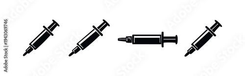 Medical Syringe Injection Device Icon Set