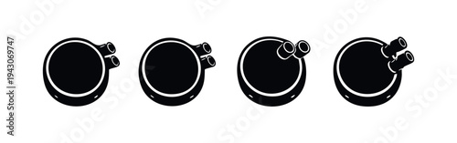 Circular Industrial Manifold with Multiple Pipe Connectors Icon Set