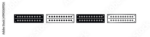 Patch panel or rack unit icon set. Hand drawn style vector illustration for network, audio, or video connectivity.