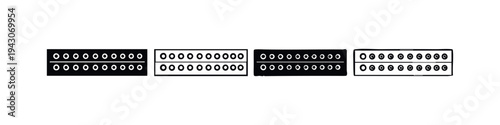 Power strip or electrical outlet panel icon set. Hand drawn style vector illustration for power distribution.