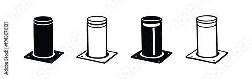 Security Bollard Icon Set
