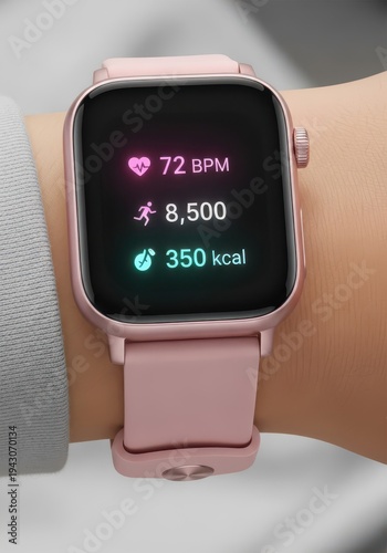 Modern electronic wrist device displays vital signs and activity statistics on a wrist