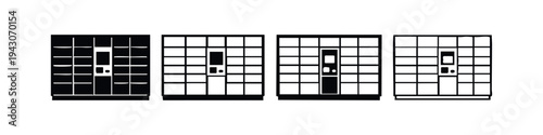 Locker Grid Safe Deposit Box Icons Set. Bank Vault Compartments and Storage Cabinet System Vector