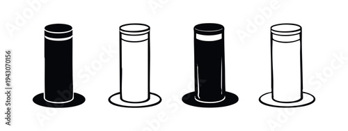 Road Traffic Bollard Icons Set. Urban Security Post, Pedestrian Barrier, and Access Control Pillar Vector Illustration