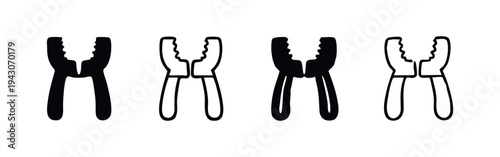 Pliers Tool Icons Set. Gripping Hand Tool and Industrial Workshop Equipment Vector Illustration