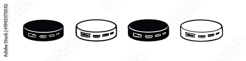 Smart Home Device Hub Icon Set - Black and White Vector Illustration