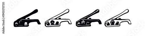 Handheld Crimping Tool Icons Set for Electrical Wiring and Connectors