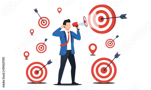 Businessman Using Megaphone for Targeted Marketing Strategy