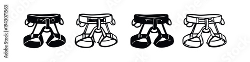 Rock Climbing Harness Icon Set for Mountaineering and Outdoor Adventure Sports