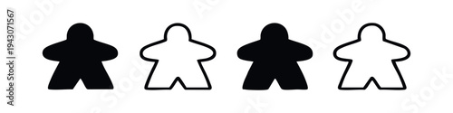 Board Game Meeple Icons Set. Game Piece Player Token Symbols for Tabletop Strategy Games