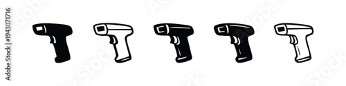 Barcode Scanner Device Icons Set. Point of Sale Scanner Vector Art. Retail Inventory Equipment Collection in Various Styles.