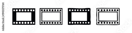 Film Strip Icons Set. Blank Movie Film Frames in Various Styles. Cinema and Photography Elements Vector Illustration.