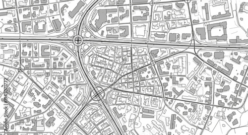 Detailed Urban Map Depicting Road Networks and City Layout.