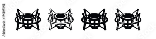 Microphone Shock Mount Icon Set for Professional Studio Recording.