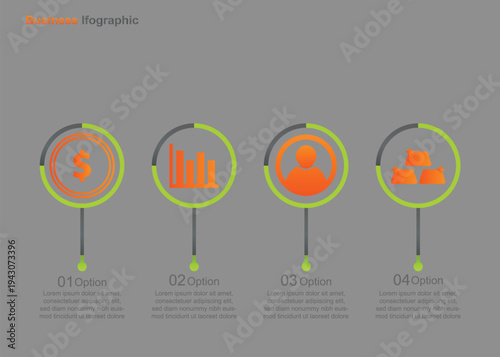 Infographic elements with icons for finance data pe