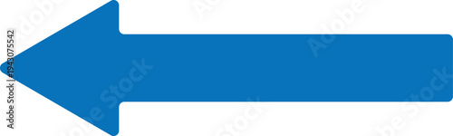 A large blue arrow pointing to the left on a white background