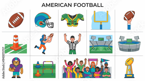 American Football Icons and Illustrations