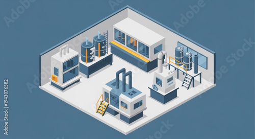 Isometric Laboratory Equipment and Machinery.