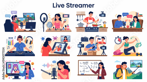 Live Streamer Set: Content Creation, Vlogging, Gaming, Cooking, DJ, Art