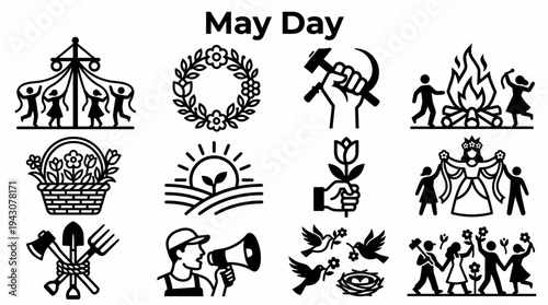 May Day Icons: Spring, Labor, Celebration, and Fertility Symbols