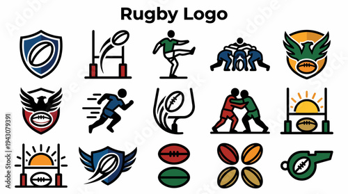 Rugby Icons Set: Sport Symbols and Emblems