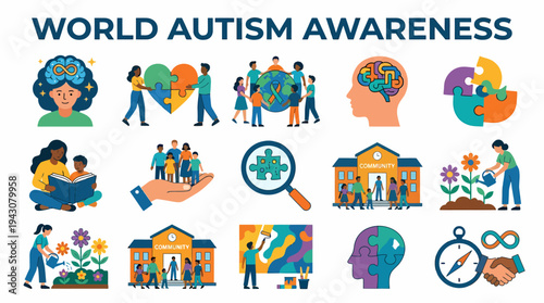 World Autism Awareness Day: Diversity, Inclusion, Support, Puzzle Pieces