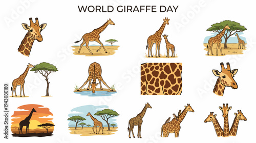 World Giraffe Day Illustration Collection