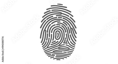 Simple black fingerprint illustration on a plain white background high quality