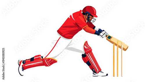 Cricket Fast Bowler Action – Player Delivering Ball Vector Illustration