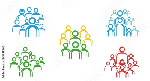 Diverse Group of People Icons Representing Community and Collaboration.
