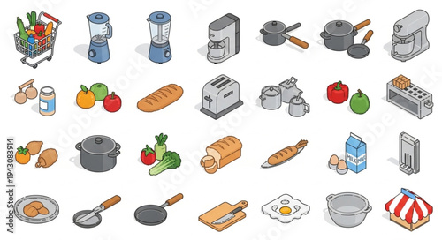 Kitchen Utensils and Cooking Ingredients.