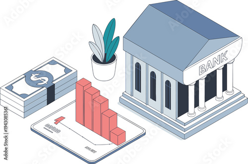 Digital banking finance concept with mobile analytics chart, money investment growth, fintech technology, online banking services, financial management