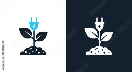 Electric Car Plant Growth Eco Energy Icon Set Sustainable Technology Design Vector - Glyph solid icon - Editable modern style icon