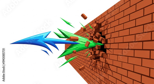 Lightning Bolt Breaking Brick Wall.