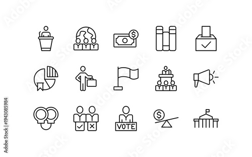 Politics line icon vector collection