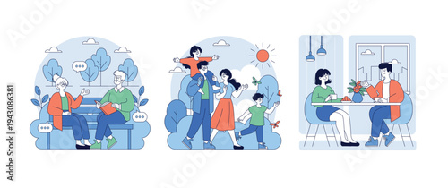 Family and Friends Enjoy Relaxing Outdoor Activities