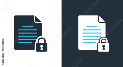 Digital Security Lock Icon Set - Blue Cyber Padlock Safe Protection Vector - Glyph solid icon - Editable modern style icon