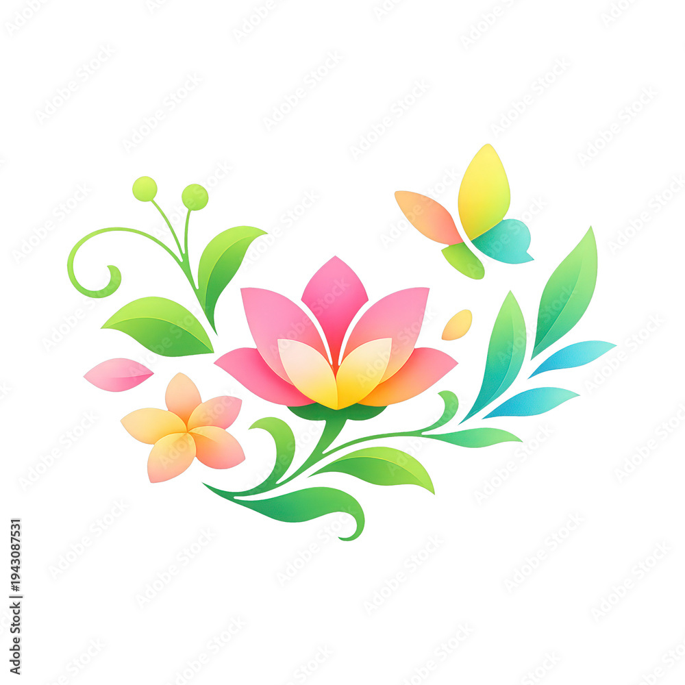 Obraz premium PNG Colorful floral butterfly design