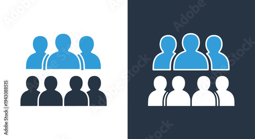 Teamwork Icon Set - Blue Collaboration Team Group People Vector - minimalist, flat icon, outline, glyph, linear, clipart, sticker - icon set