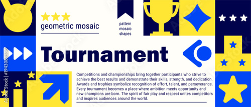 Appreciation trophy mosaic with day work card and icon pattern employee.