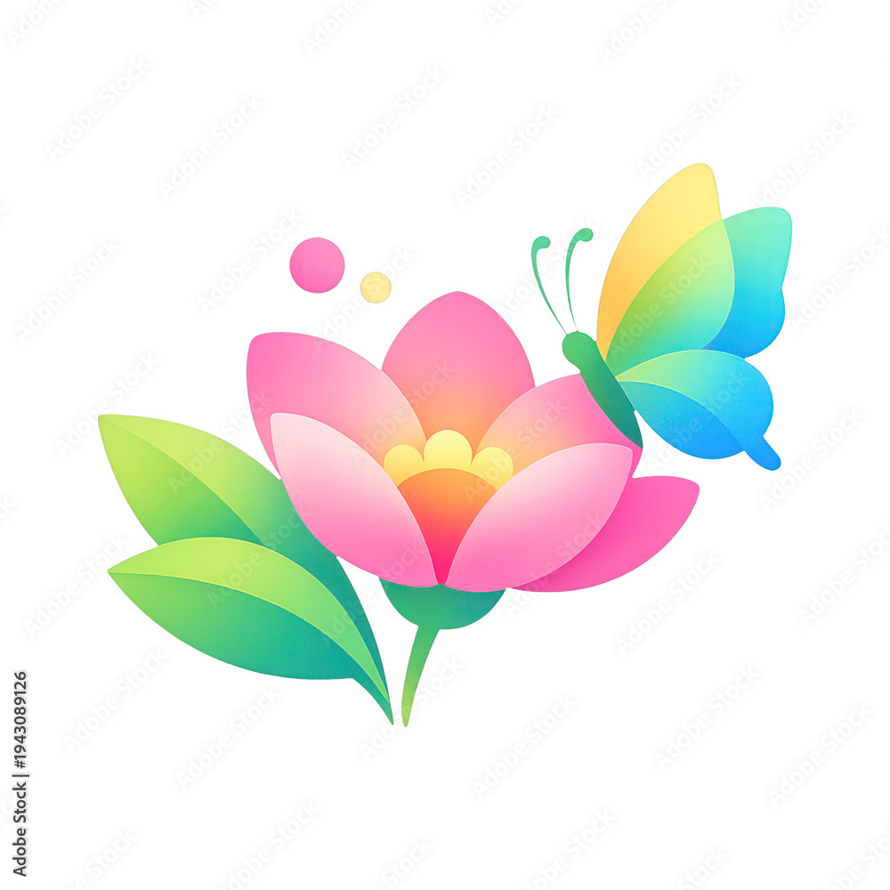 Naklejka premium PNG Colorful flower butterfly harmony