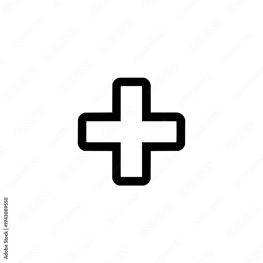 Fototapeta premium Black Plus Sign on White Background
