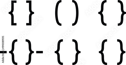 Collection of mathematical and programming bracket symbols including curly braces, square brackets, and parentheses arranged in abstract design for coding, equations, and notation concepts