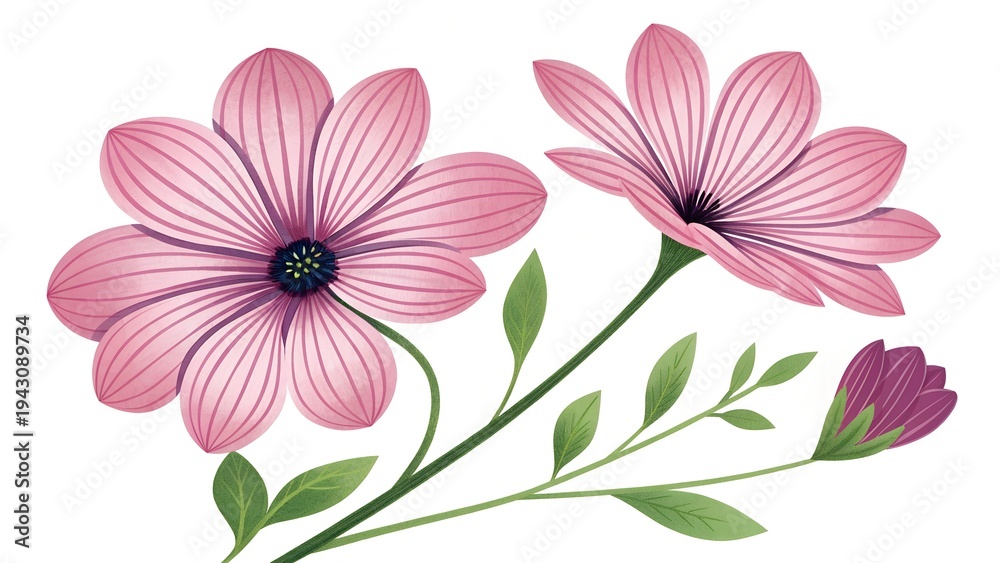 Obraz premium Pink flower isolated on a clean white background with soft natural beauty and delicate petals