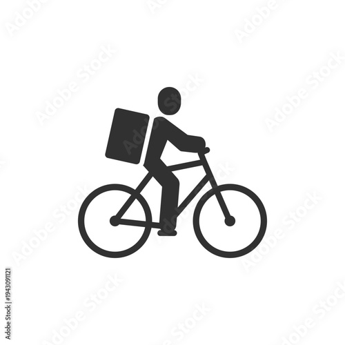 Bicycle courier delivery icon. Urban logistics and parcel delivery concept. Monochrome black and white symbol