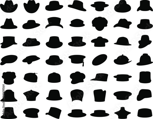 Extensive Collection of Black Hat Silhouettes in Multiple Styles headwear fashion