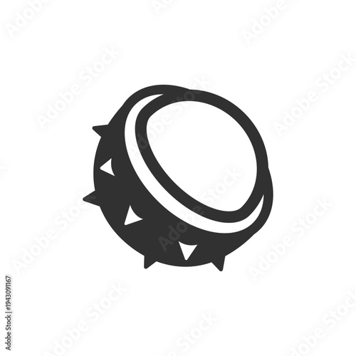 Chestnut nut icon. Edible chestnut seed and autumn food ingredient. Monochrome black and white symbol