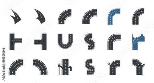 Collection of Road Elements for Map Design.