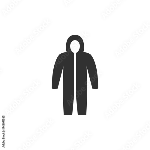 Hazmat protective suit icon. Chemical protection and biohazard safety equipment. Monochrome black and white symbol